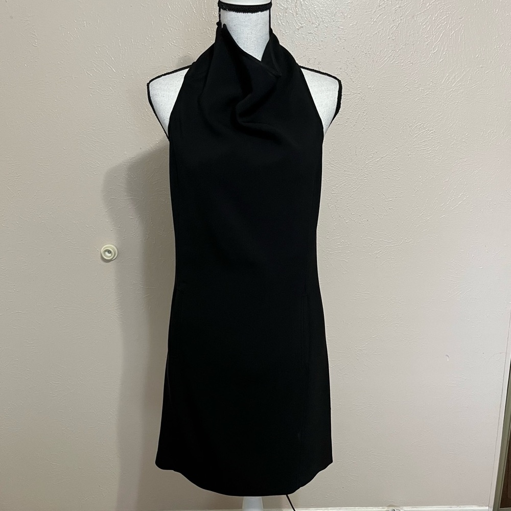 Brochu Walker Black Sleeveless High Cowl Neck Mini Shift Dress Womens Size Small